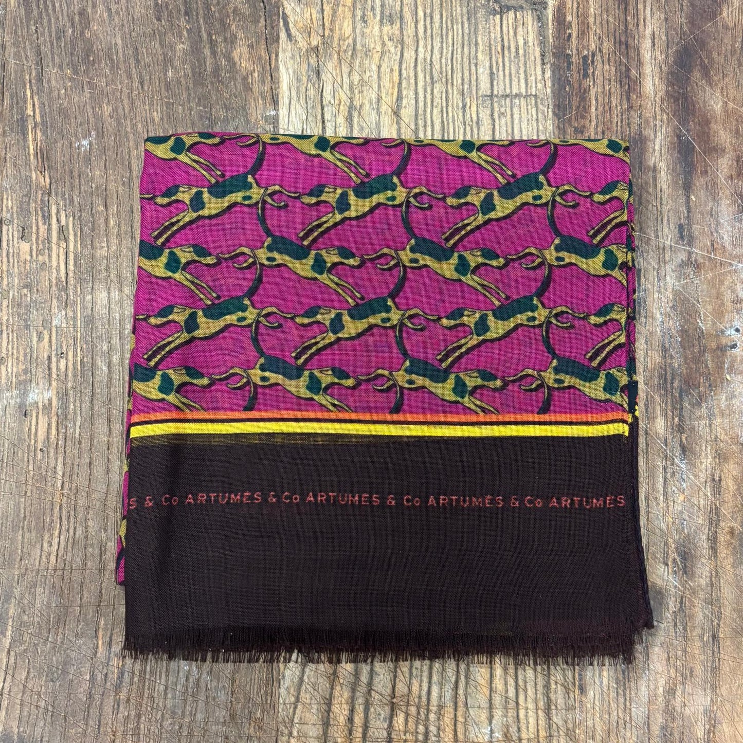Echarpe Tourdesoi Classic Bestiaire Mirage Chiens Anis - magenta