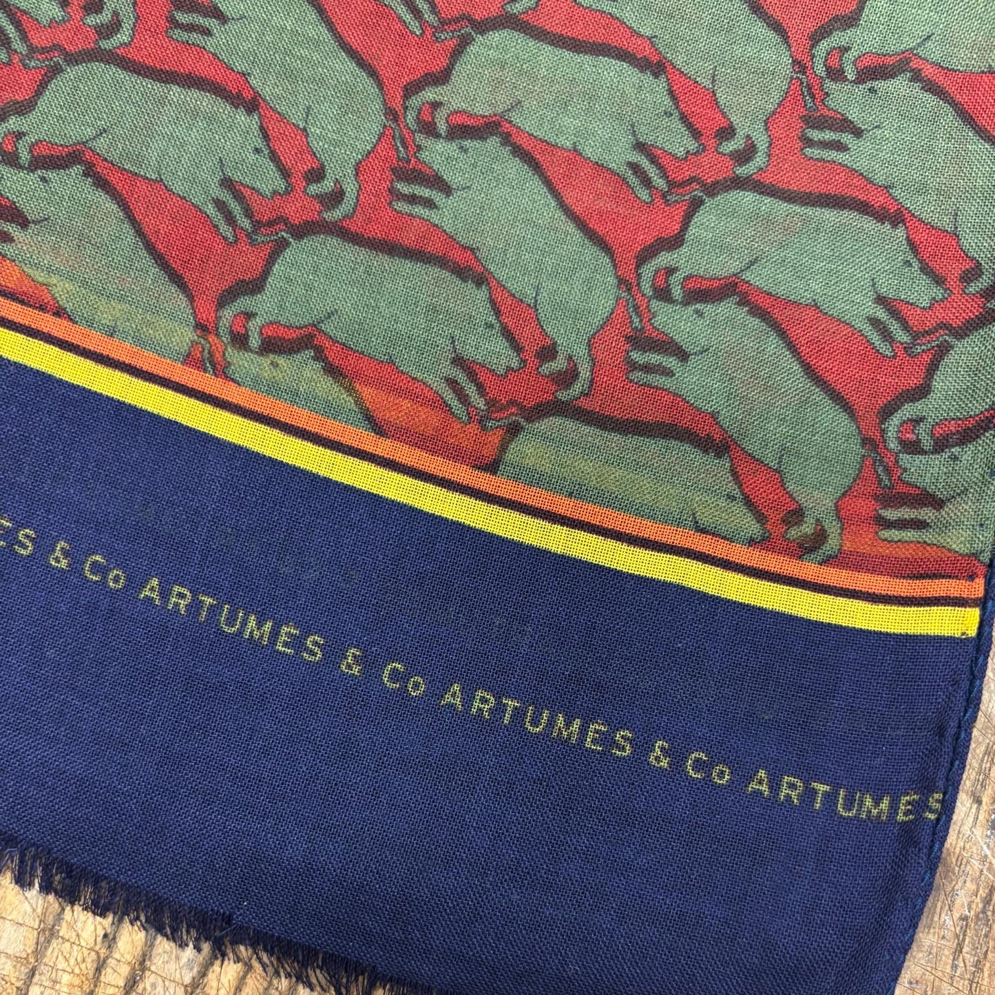 Echarpe Tourdesoi Classic Bestiaire Mirage Sangliers Laurier - rouge