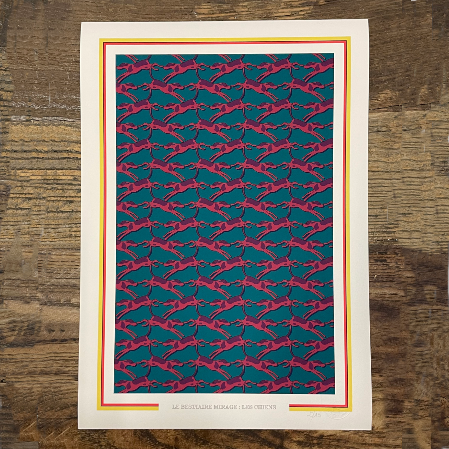 Illustration " Bestiaire mirage : les chiens " - Denim pourpre