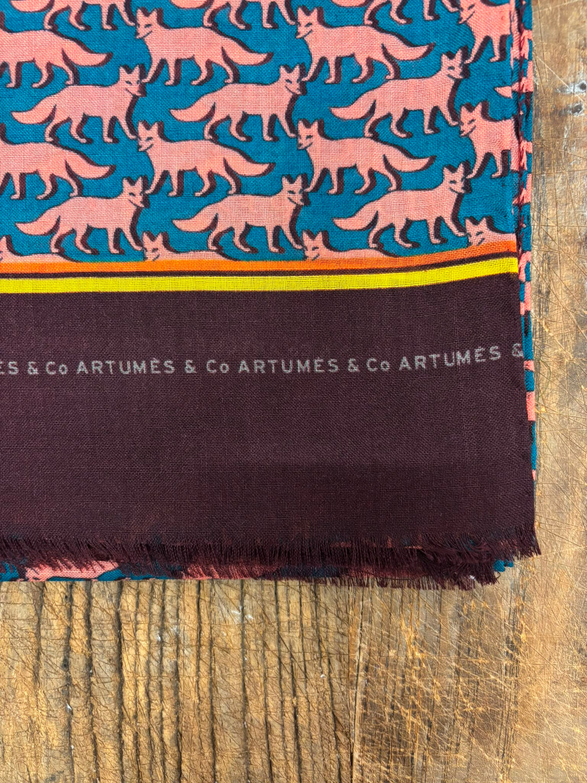 Echarpe Tourdesoi Classic Bestiaire Mirage Renards aurore - bleu de perse