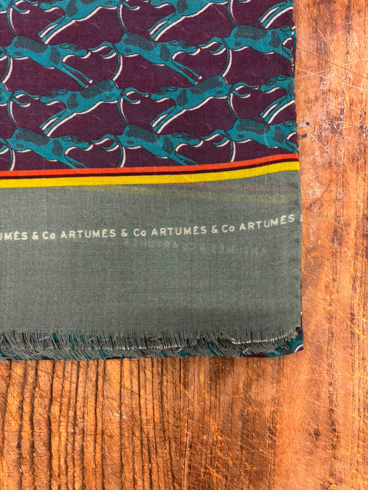 Echarpe Tourdesoi Classic Bestiaire Mirage Chiens bleu canard - aubergine