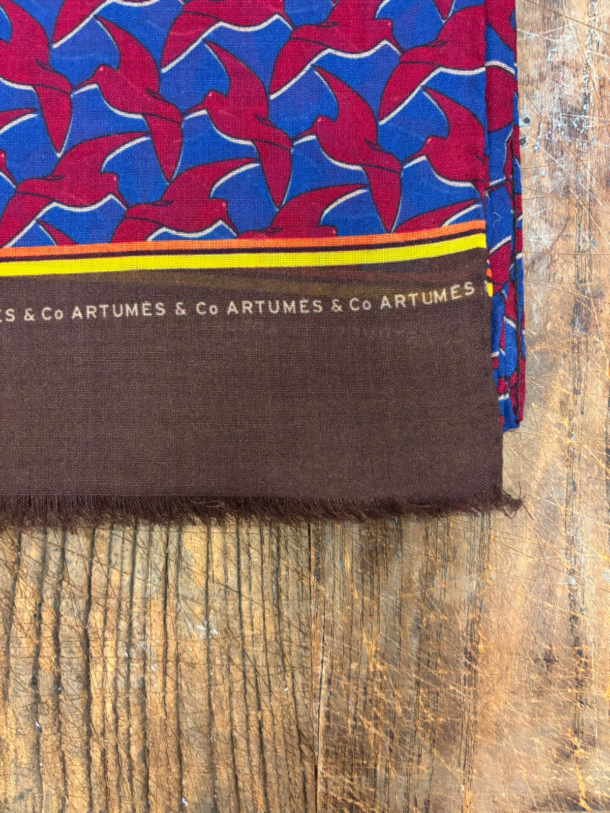 Echarpe Tourdesoi Classic Bestiaire Mirage Bécasses bordeaux - indigo