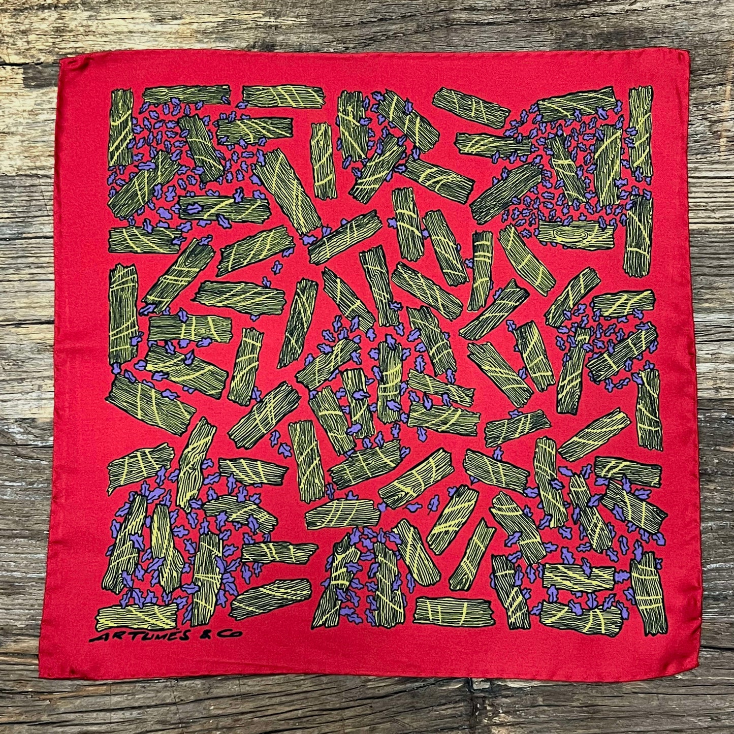 Pochette Soidatour madder imprimé Retour aux souches - vermillon or
