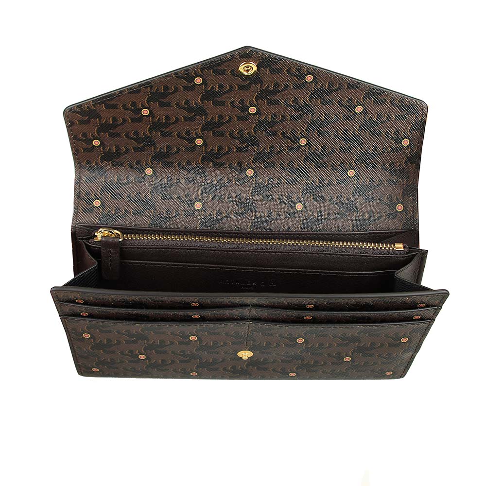 Portefeuille Eden cuir et toile enduite Bestiaire Mirage Renards chocolat - ebène