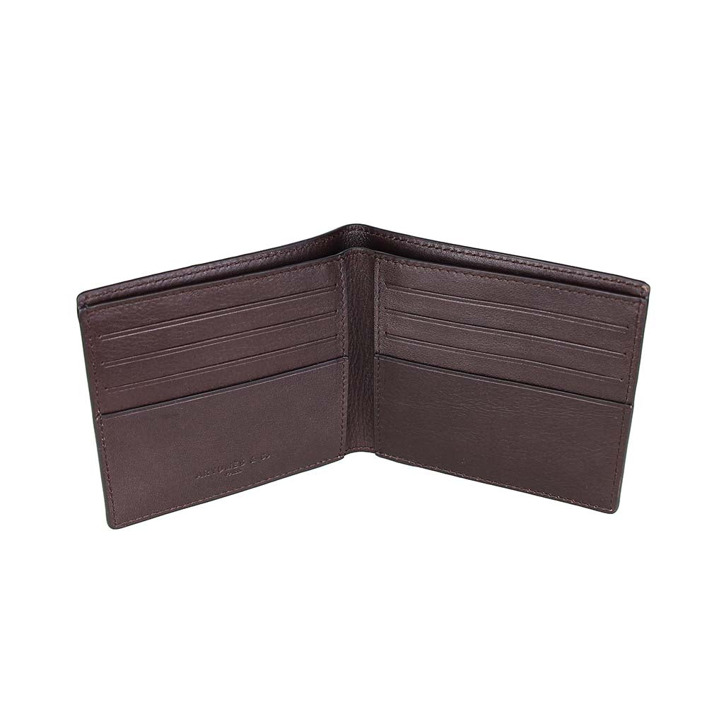 Portefeuille London cuir et toile enduite Bestiaire Mirage Renards chocolat - ebène