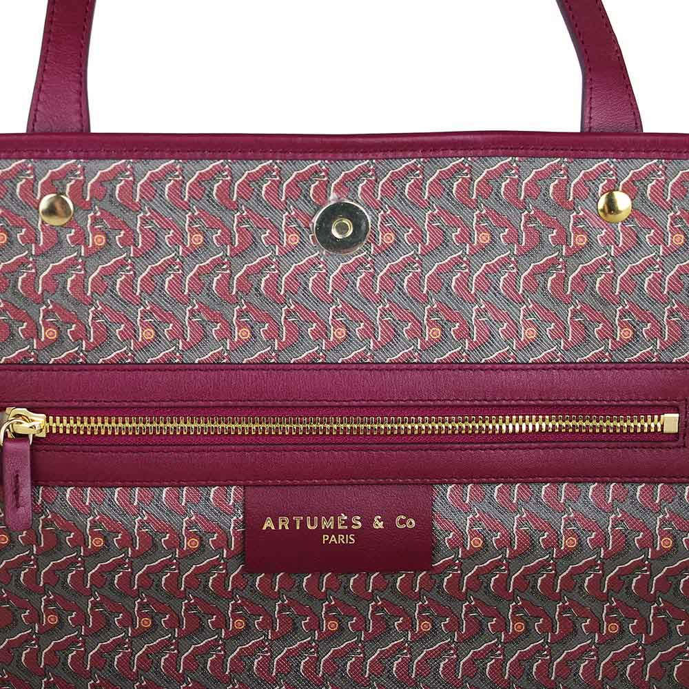 Cabas Eden cuir et toile enduite Bestiaire Mirage Daims galet - tomette