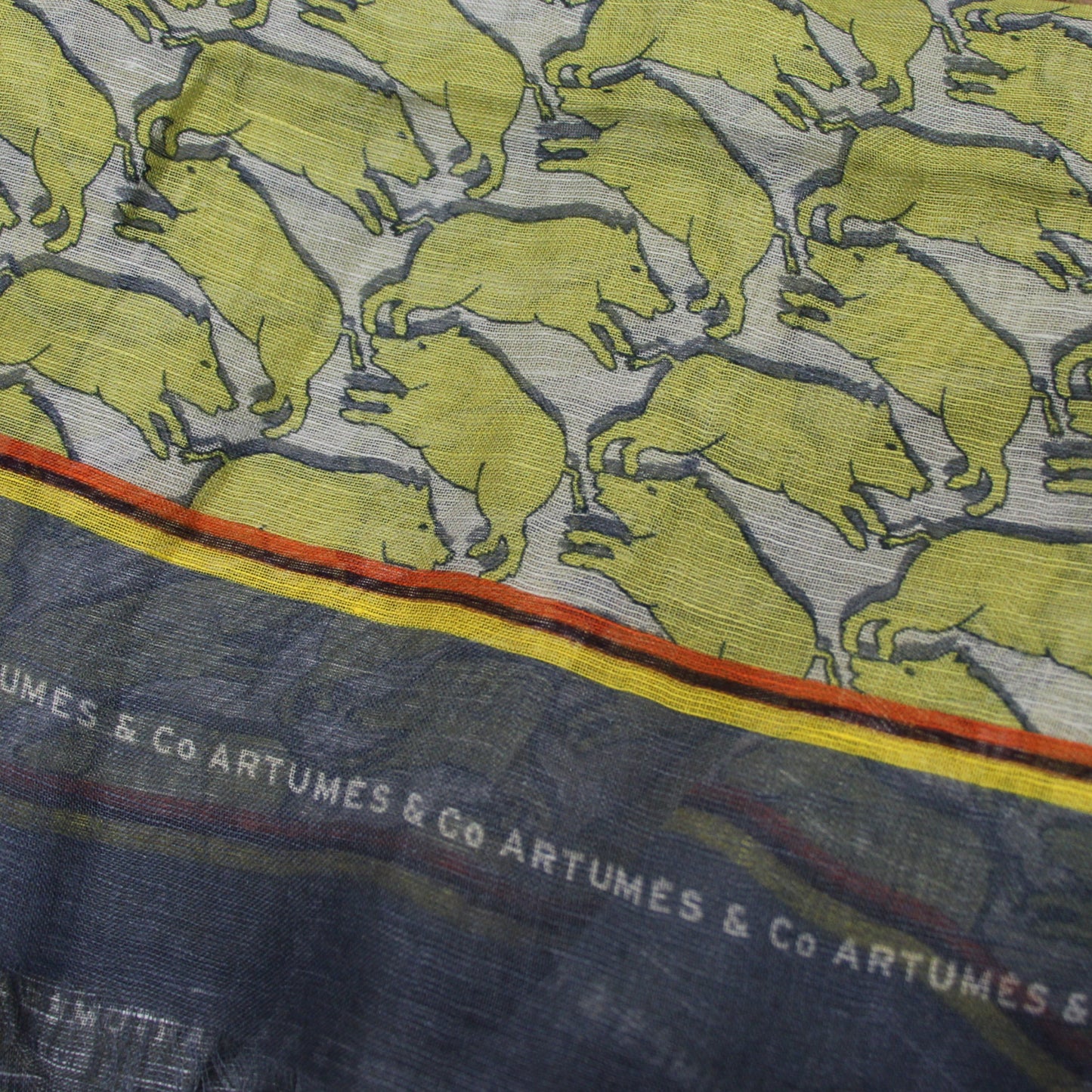 Echarpe Tourdesoi Safari Bestiaire Mirage Sangliers citron - perle