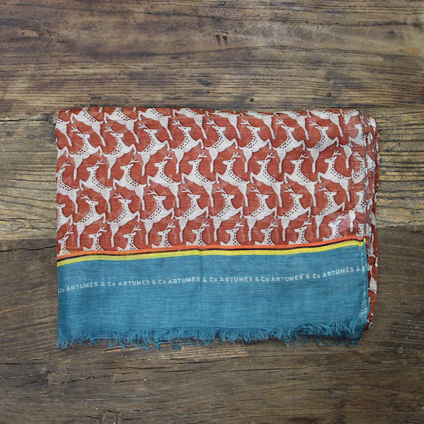 Echarpe Tourdesoi Safari Bestiaire Mirage Daims creme - corail