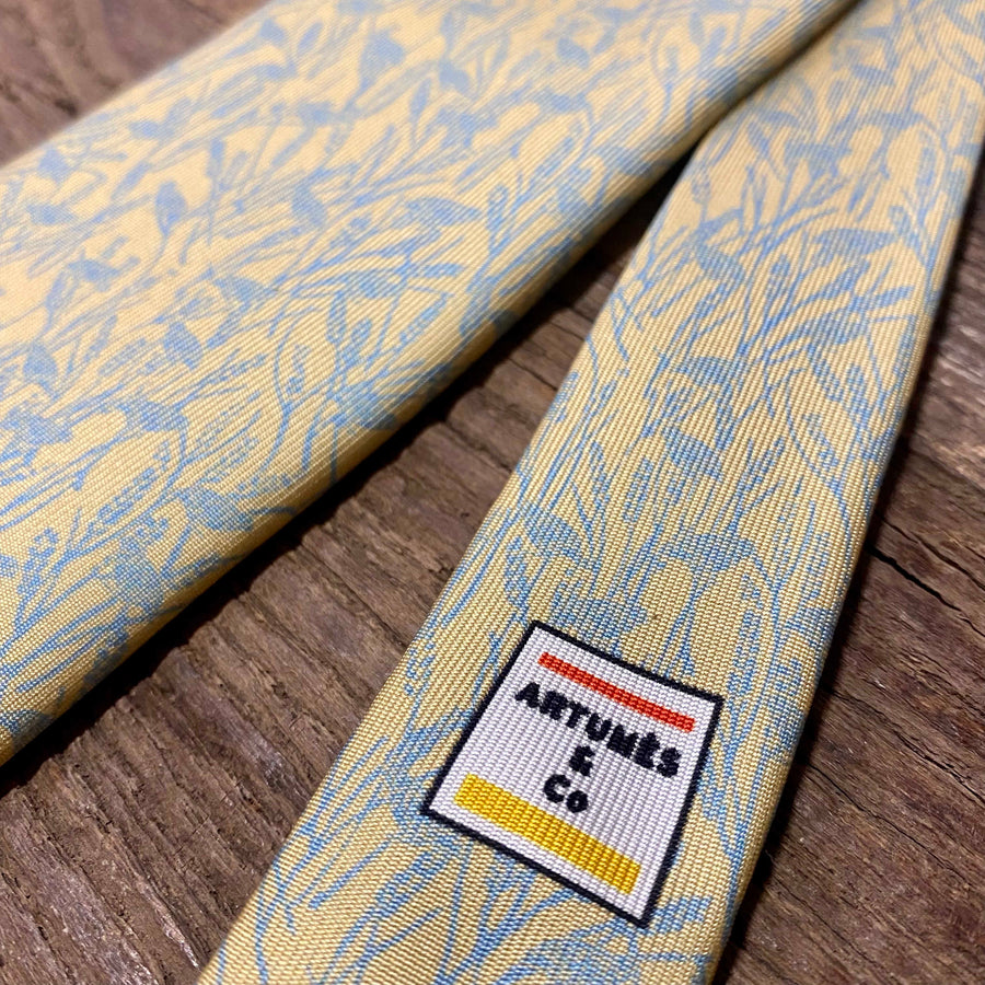 Cravate Parure madder imprimé cailles des blés - paille
