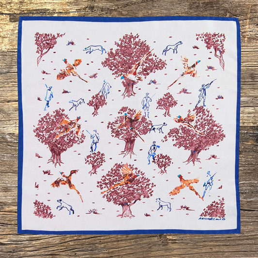 Carré SoieXante-Dix Pheasant's view - cobalt bordeaux