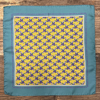 Pochette Soidatour madder imprimé Pixel Ducks - vieil or sauge