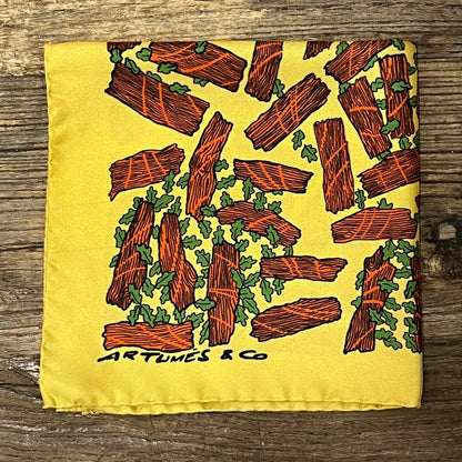 Pochette Soidatour madder imprimé Retour aux souches - moutarde orange