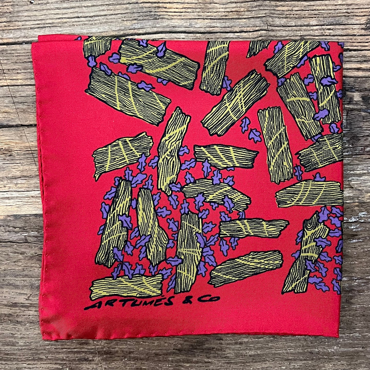 Pochette Soidatour madder imprimé Retour aux souches - vermillon or