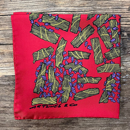 Pochette Soidatour madder imprimé Retour aux souches - vermillon or