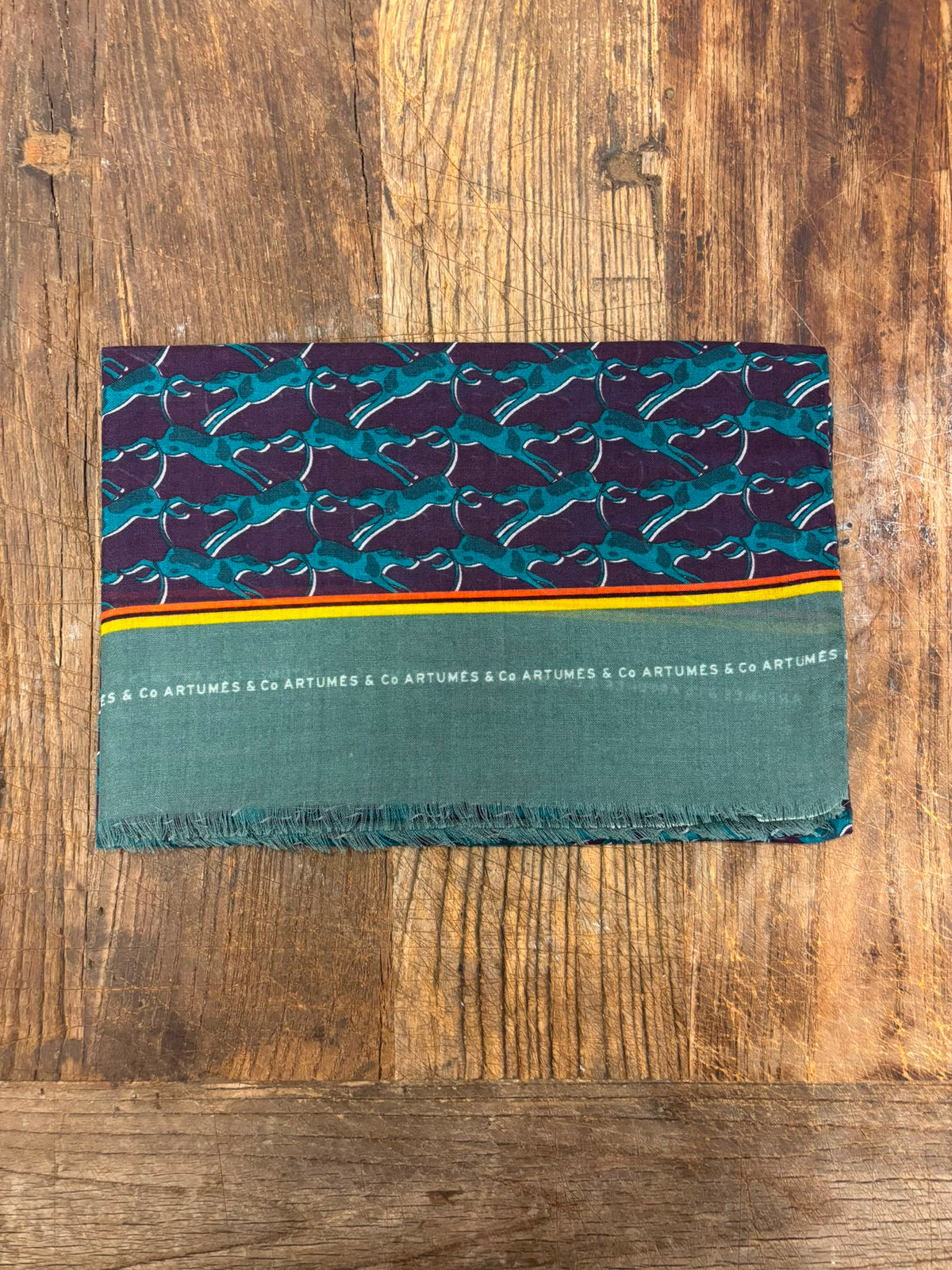 Echarpe Tourdesoi Classic Bestiaire Mirage Chiens bleu canard - aubergine
