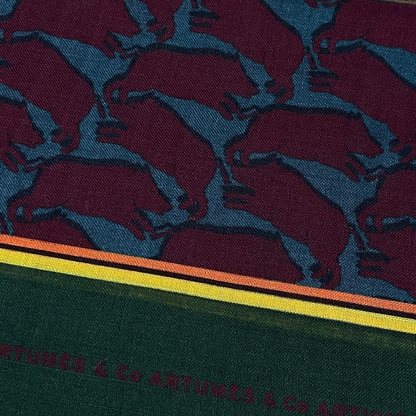 Echarpe Tourdesoi Classic Bestiaire Mirage Sangliers bordeaux - gris