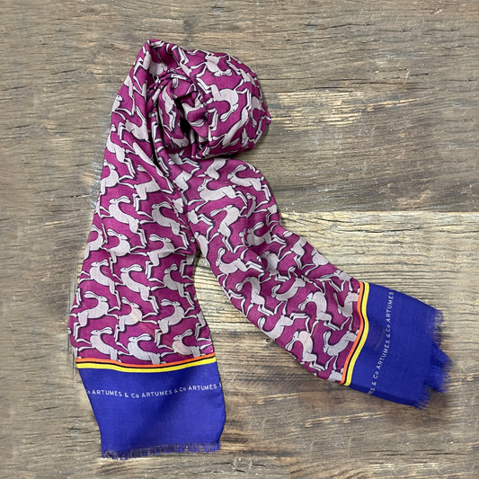 Echarpe Tourdesoi Classic Bestiaire Mirage Lièvres Layette - Magenta