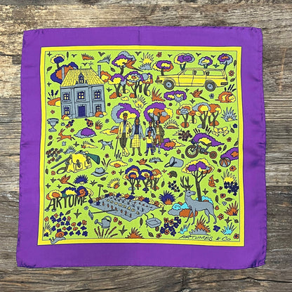 Pochette Soidatour madder imprimé Le Perche - Absinthe violet