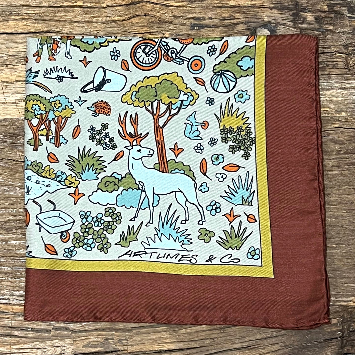 Pochette Soidatour madder imprimé Le Perche - Gris chocolat