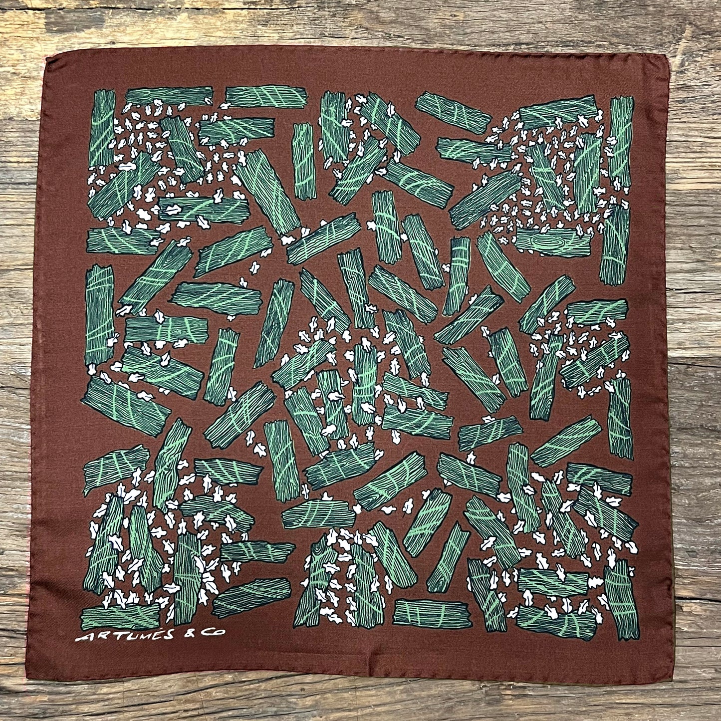 Pochette Soidatour madder imprimé Retour aux souches - Moka mousse