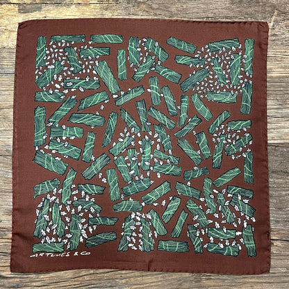 Pochette Soidatour madder imprimé Retour aux souches - Moka mousse