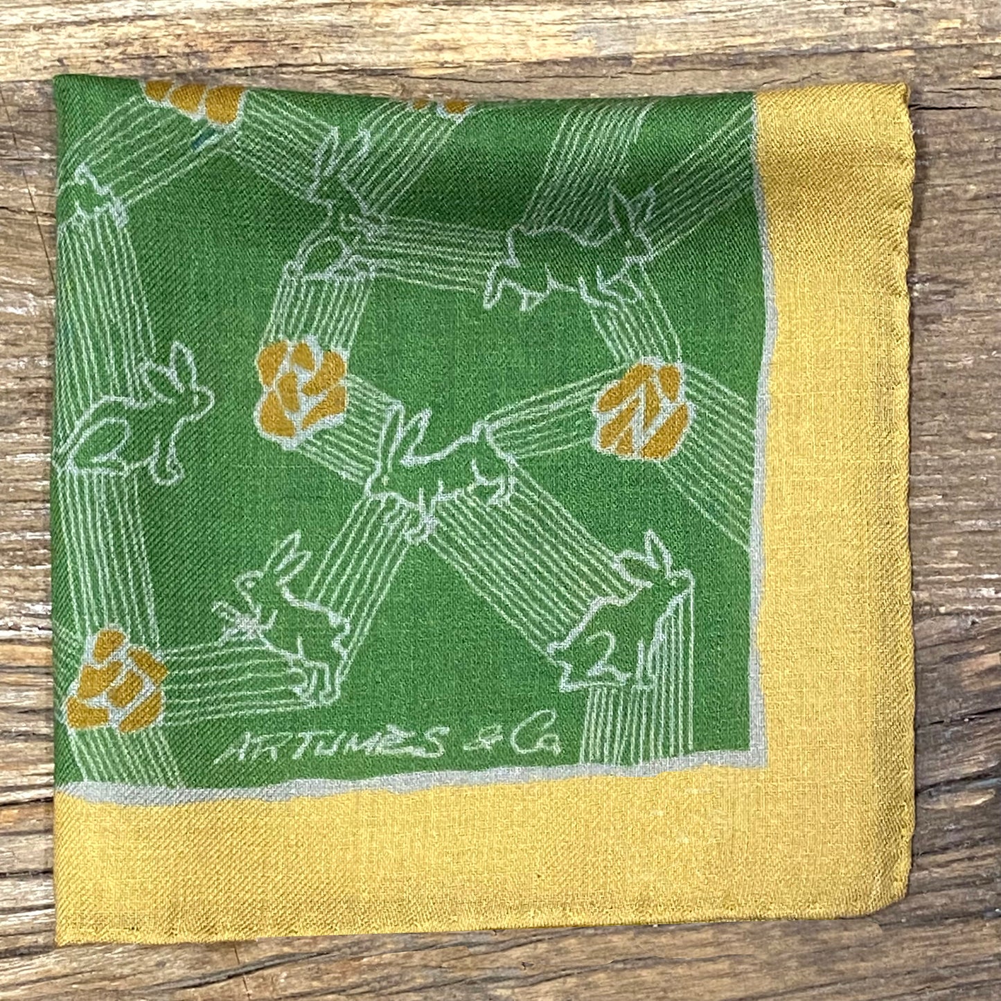 Pochette soidatour laine imprimé Lapins des champs - Pelouse
