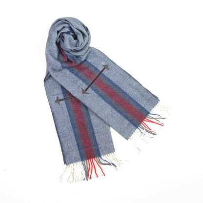 Echarpe à poches Sierra cuir laine raye gris