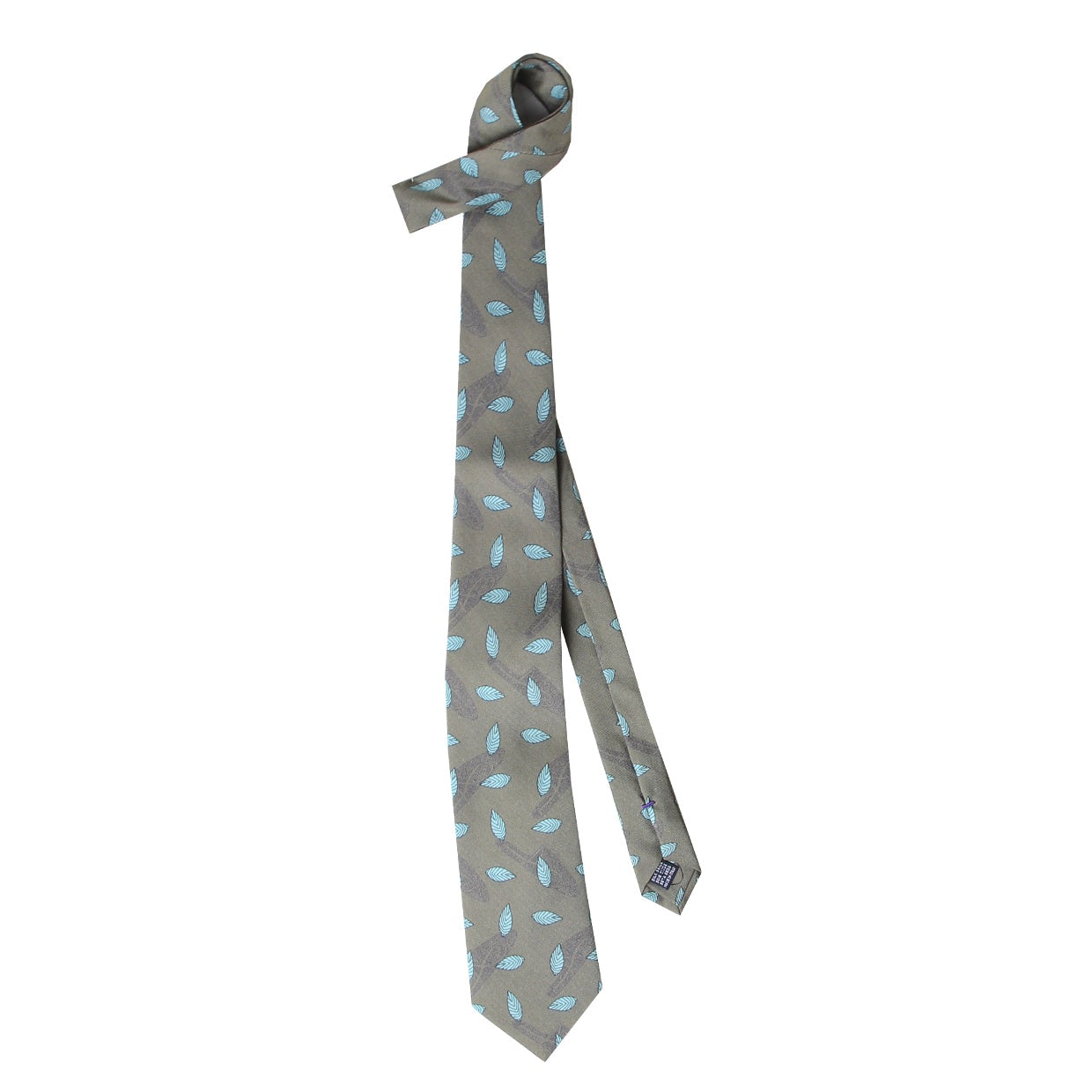 Cravate Parure madder imprimé Platines et feuilles - Vison motif céladon rouille
