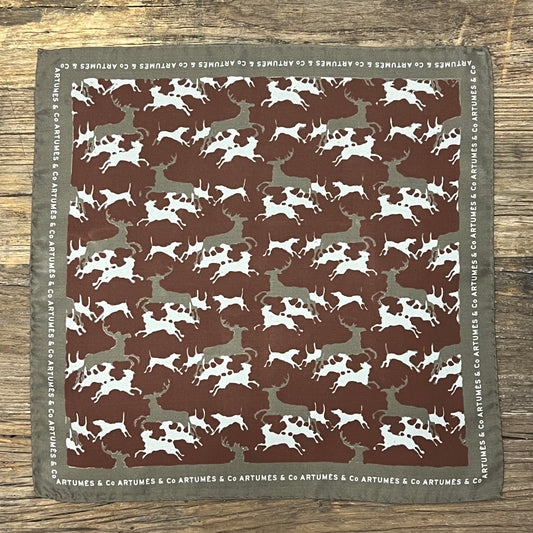 Pochette Soidatour madder imprimé Hallali - Chataigne