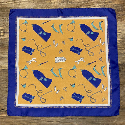 Pochette Soidatour madder imprimé Panoplie Veneur - Vieil or