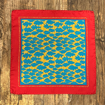 Pochette Soidatour madder imprimé feuille de chêne - gold lagon