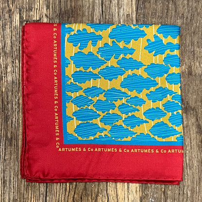 Pochette Soidatour madder imprimé feuille de chêne - gold lagon