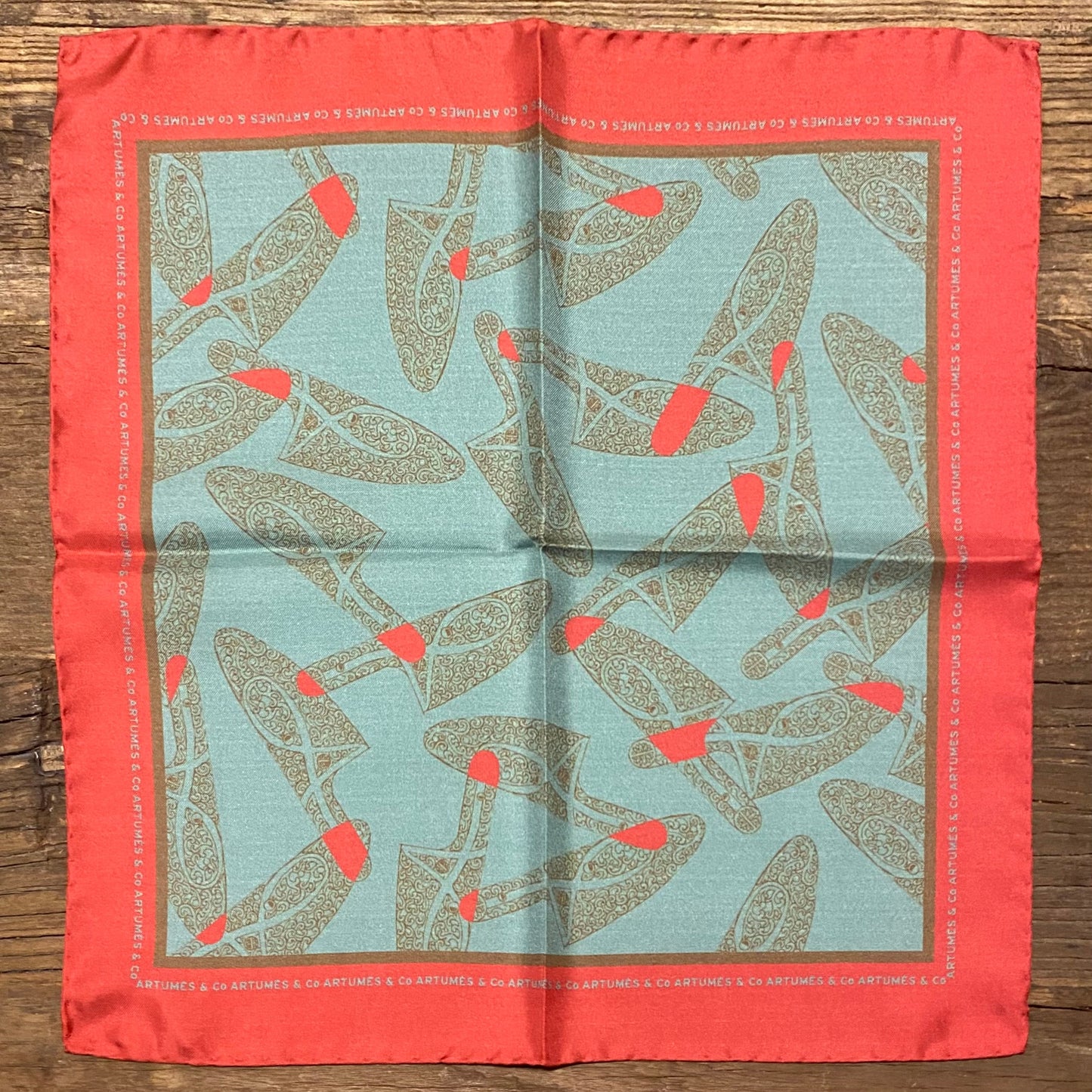 Pochette Soidatour madder imprimé platines - Celadon