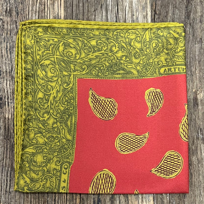 Pochette Soidatour madder imprimé scrolls - laque vieil or