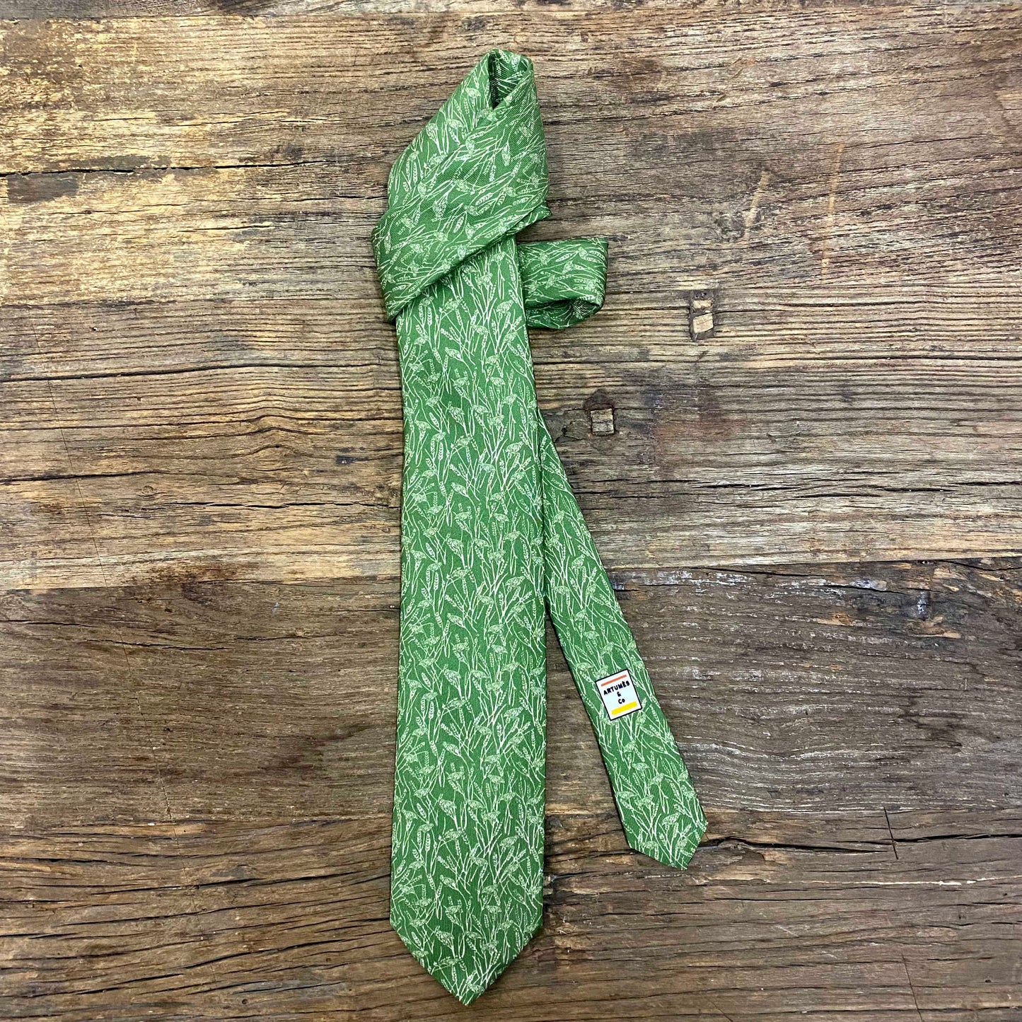 Cravate Parure madder imprimé cailles des blés - herbe