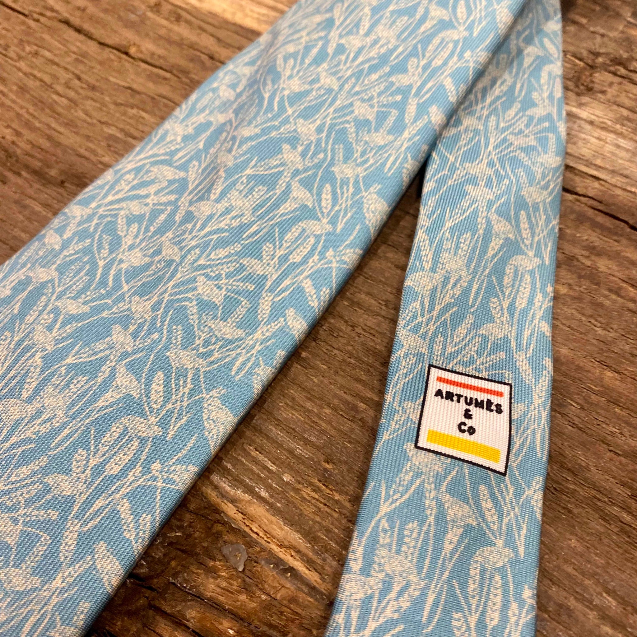 Cravate Parure madder imprimé cailles des blés - bleuet