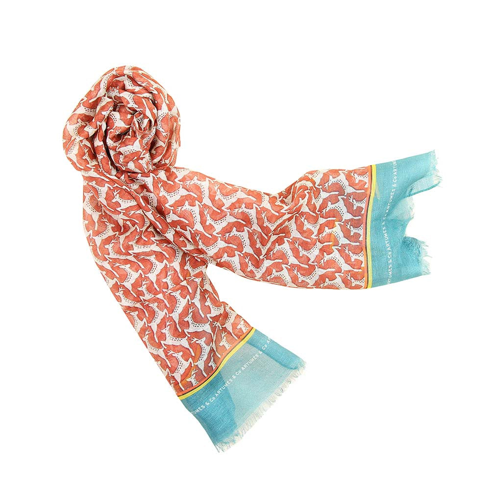 Echarpe Tourdesoi Safari Bestiaire Mirage Daims creme - corail