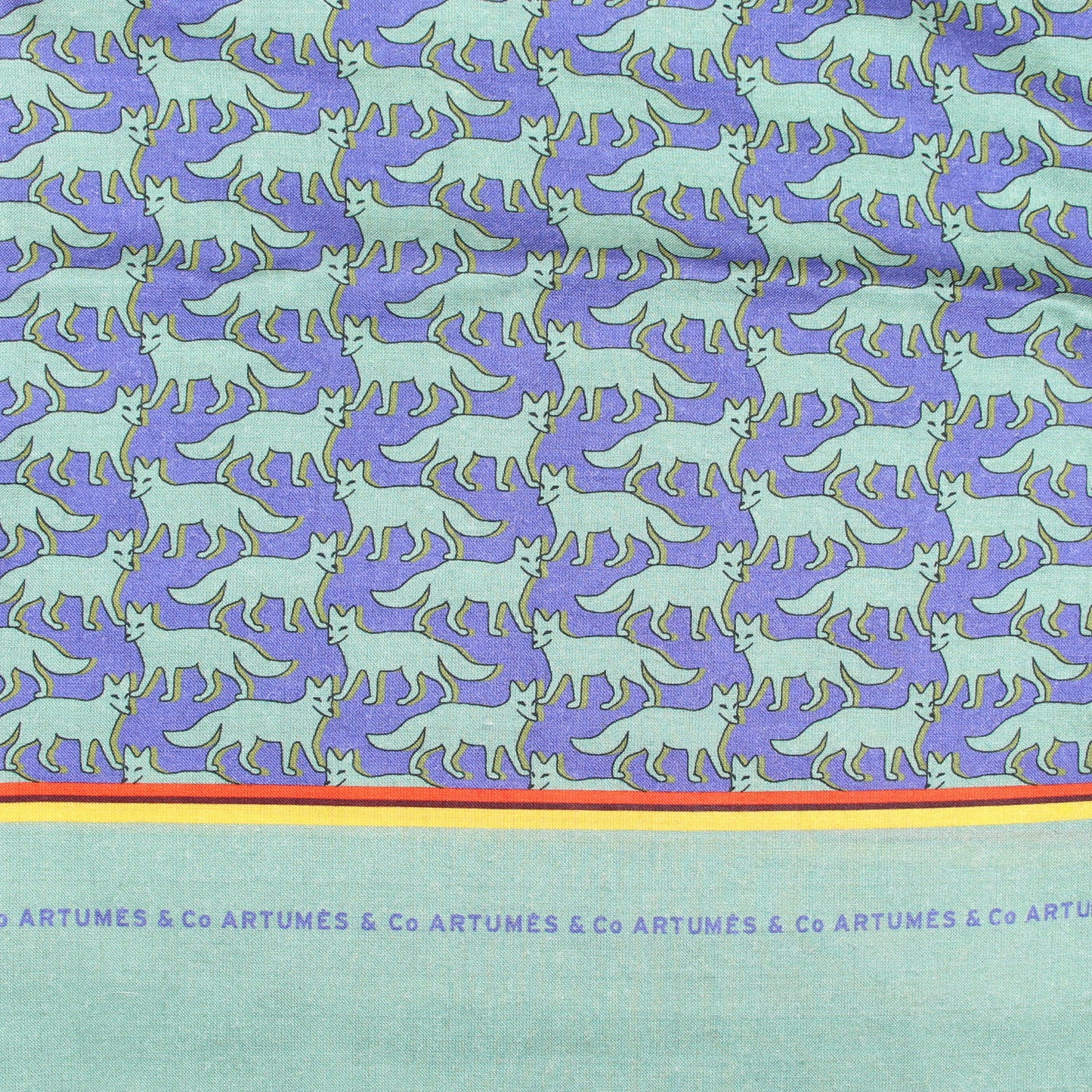 Echarpe Tourdesoi Classic Bestiaire Mirage Renards Bleu roi - celadon
