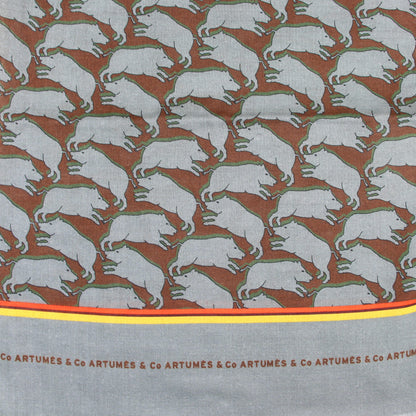 Echarpe Tourdesoi Classic Bestiaire Mirage Sangliers Noyer - Gris